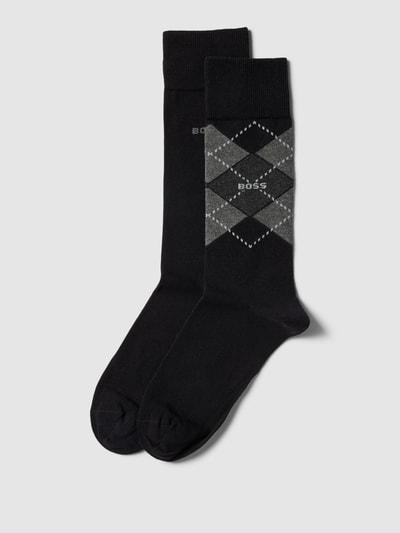 BOSS Socken mit Label-Schriftzug Modell 'ARGYLE' im 2er-Pack Black 1