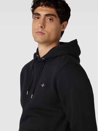 Gant Hoodie mit Label-Stitching Modell 'SHIELD' Black 3