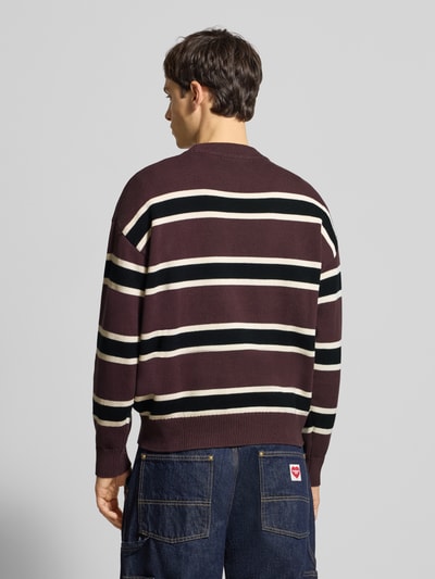 BLKVIS Gebreide pullover met streepmotief en labelstitching Prune - 5