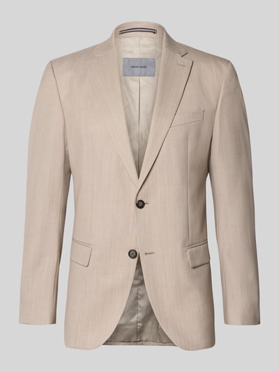 Produktfoto, Slim Fit 2-Knopf-Sakko aus Schurwoll-Mix Modell 'Grant' von Pierre Cardin, beżowa marynarka na 2 guziki, krój slim fit, mieszanka żywej wełny, kołnierz z połami, kieszenie z patką, długość tyłu w rozmiarze 50: 73 cm, szerokość ramion w rozmiarze 50: 37 cm, długość rękawów w rozmiarze 50: 64 cm