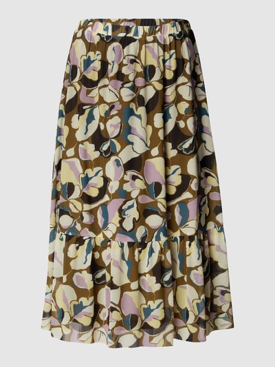 Tom Tailor Midirok met all-over bloemenmotief Olijfgroen - 2