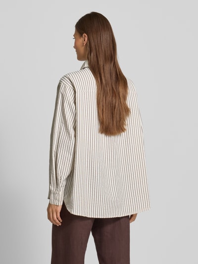 Neo Noir Relaxed fit blouse met borstzak, model 'Dalma' Donkerbruin - 5