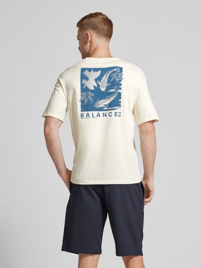 SELECTED HOMME T-shirt z nadrukiem z napisem model ‘LOOSE-BALANCE’ Złamany biały 5