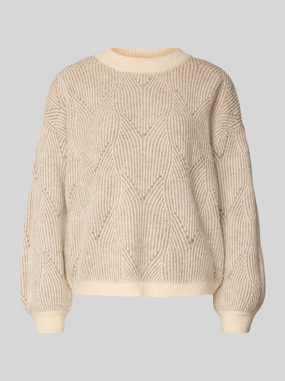 Pieces Comfort Fit Strickpullover mit Woll-Anteil 'JENNA' Sand Melange 2