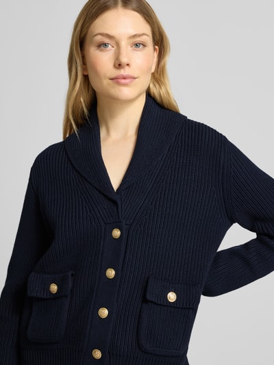 Stefanel Strickjacke mit Schalkragen und Pattentaschen Marine 3
