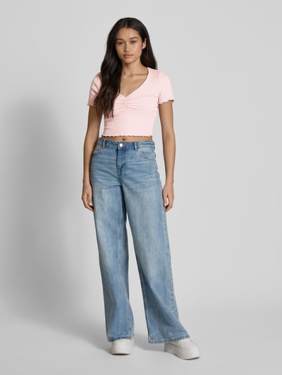 Only Regular Fit Crop Top aus Baumwoll-Elasthan-Mix Modell 'BETTY' Rosa 1