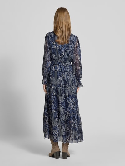 Oui Maxi-jurk met druppelvormige hals Donkerblauw - 5