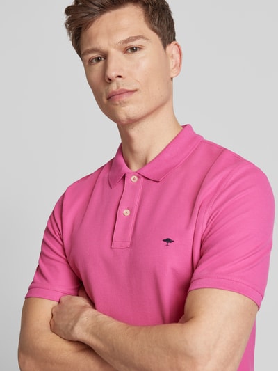 Fynch-Hatton Regular fit poloshirt met logostitching Felroze - 3