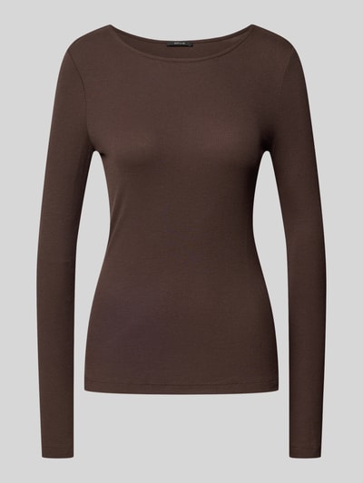 Produktfoto, Langarmshirt mit Rundhalsausschnitt Modell 'Smallo' von OPUS in einfarbigem Braun, Modalmix, glatte Textur, Damenmode