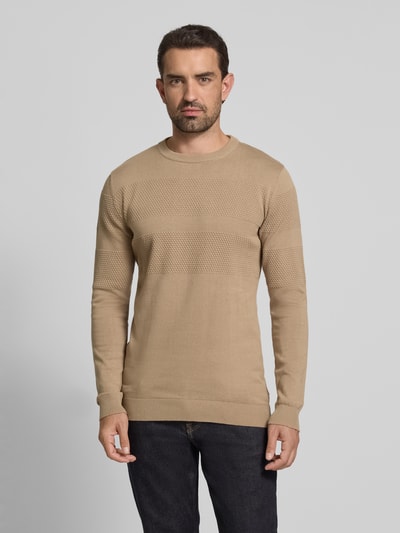 Lindbergh Gebreide pullover met ribboorden Zand - 4