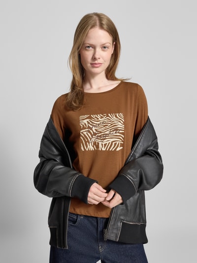 More & More T-shirt z detalem z logo Średniobrązowy 3