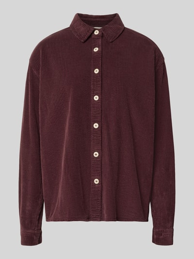 Produktfoto, Oversized Hemdbluse aus reiner Baumwolle Modell 'Padow' von American Vintage in Cord-Optik, kastanienbraun, langärmelig