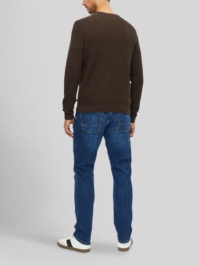 s.Oliver RED LABEL Pullover met structuurbrei-look van pure katoen Middenbruin - 4