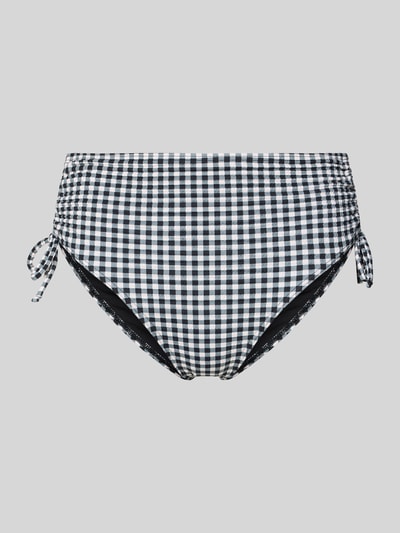 Produktfoto, High Waist Bikini-Slip mit seitlichen Raffungen von Jake*s Casual im Vichy-Karo aus Material-Mix mit Stretch-Anteil, schwarz-weiß
