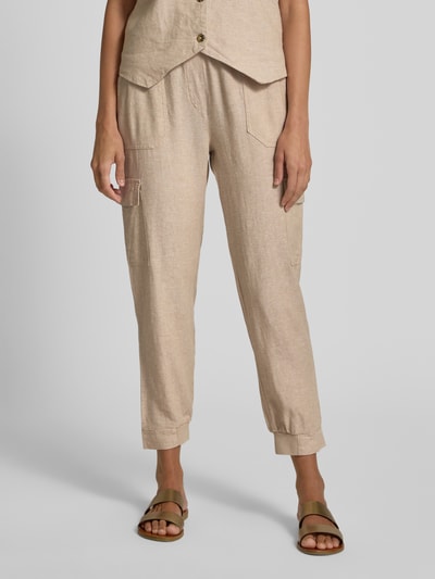 FREE/QUENT Tapered Fit Leinenhose mit Cargotaschen Modell 'Lava' Sand 4