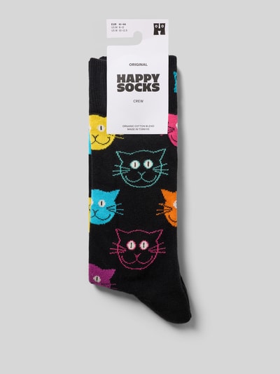 Produktfoto, Socken mit Label-Detail von Happy Socks mit buntem Allover-Motiv-Print aus elastischem Baumwoll-Mix und Rippbündchen.