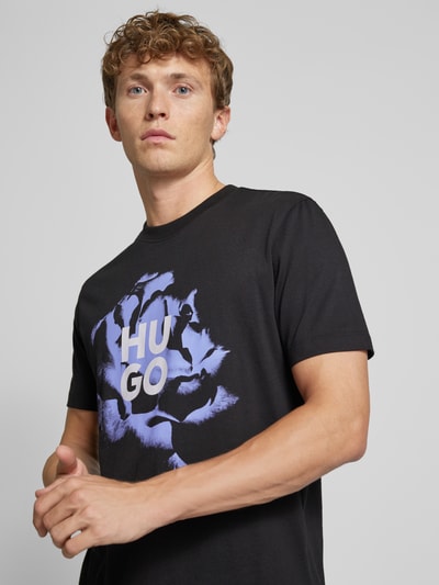 HUGO T-shirt met labelprint, model 'Dignitey' Zwart - 3