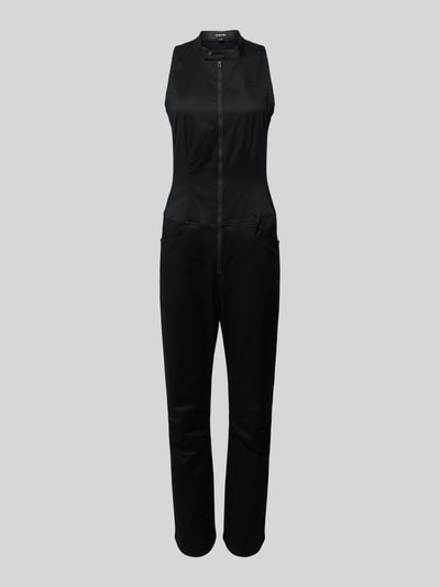 Productfoto, zwarte Jumpsuit met rits Model 'Lynn' van G-Star Raw, katoen-elastaanmix, regular fit, staande kraag, gladde textuur