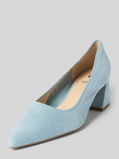 Productfoto, Pumps aus Leder met blokhak van Högl in lichtblauw, puntige neus, 5 cm hakhoogte, 7 cm schachthoogte, 20 cm schachtomtrek
