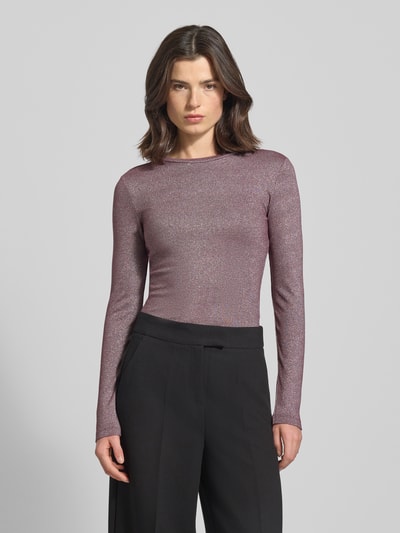 Vila Bluzka z długim rękawem o kroju slim fit z mieszanki wiskozy model ‘Eleinas’ Śliwkowy 4