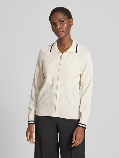LIU JO SPORT Gebreid jack met platte kraag. Offwhite - 4