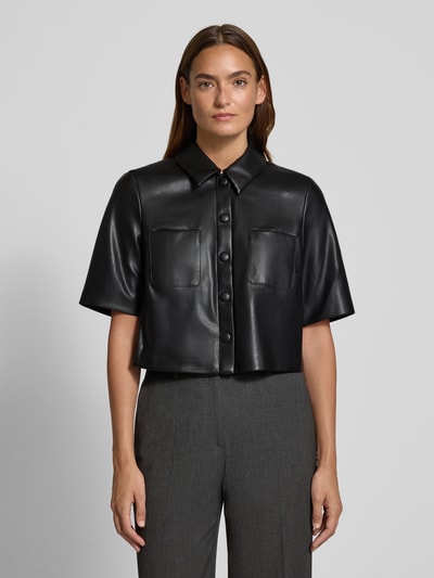 Christian Berg Woman Selection Korte overhemdblouse in leerlook Zwart - 4
