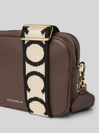 Coccinelle Handtas met labelapplicatie, model 'TEBE' Donkerbruin - 3