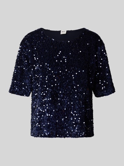 Brax T-shirt o kroju relaxed fit z cekinowym obszyciem na całej powierzchni model ‘Cara’ Ciemnoniebieski 2