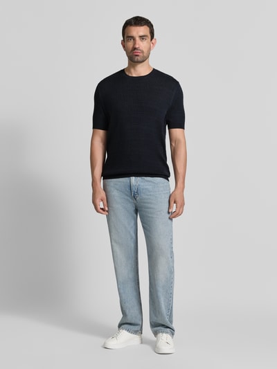JOOP! COLLECTION Strickshirt mit Strukturmuster Modell 'Elio' Marine 1