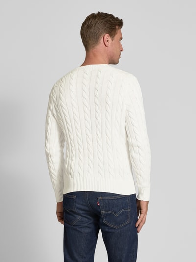 Polo Ralph Lauren Gebreide pullover met kabelpatroon, model 'DRIVER' Wit - 5