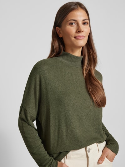 Soyaconcept Sweter z dzianiny ze stójką model ‘BIARA’ Khaki melanż 3