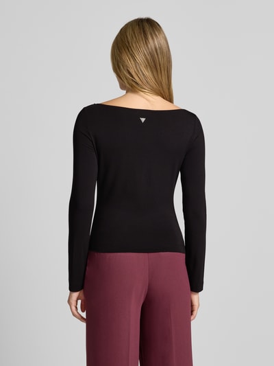 Guess Shirt met lange mouwen en geribde boothals Zwart - 5