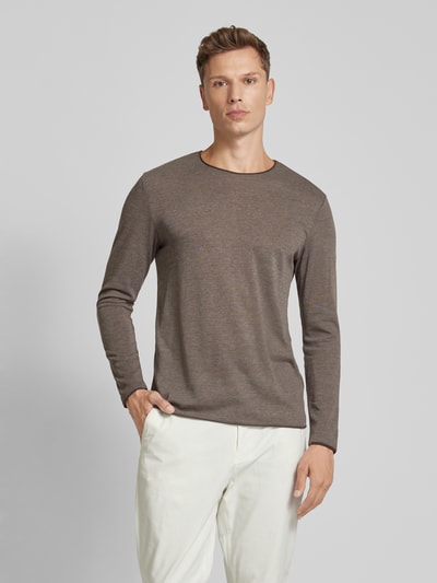 Strellson Gebreide pullover met ronde hals, model 'Prospect' Donkerbruin - 4