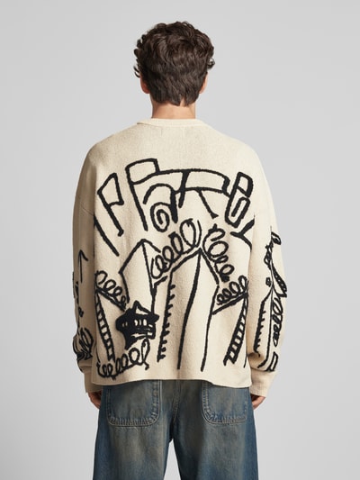 Multiply Apparel Strickpullover mit Statement-Prints Offwhite 5