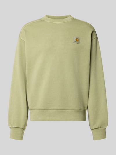 Produktfoto, Sweatshirt mit Label-Detail Modell 'Nelson' von Carhartt Work In Progress in hellem Grün, Reine Baumwolle, Relaxed-Fit, Rundhalsausschnitt
