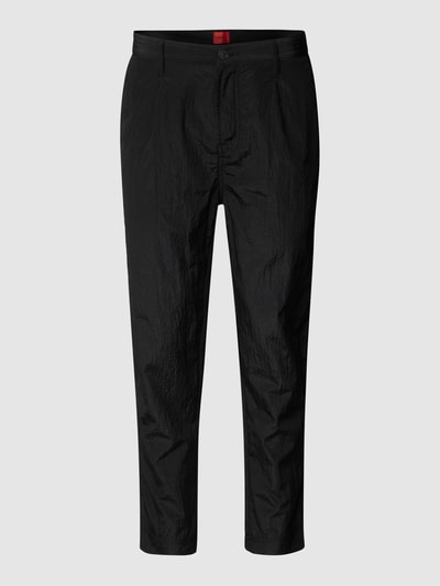 HUGO Relaxed fit stoffen broek met labelpatch, model 'Bob' Zwart - 2