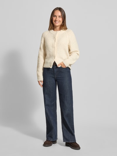 Vero Moda Relaxed fit gebreid jack met wol, model 'CARMEN' Ecru - 1