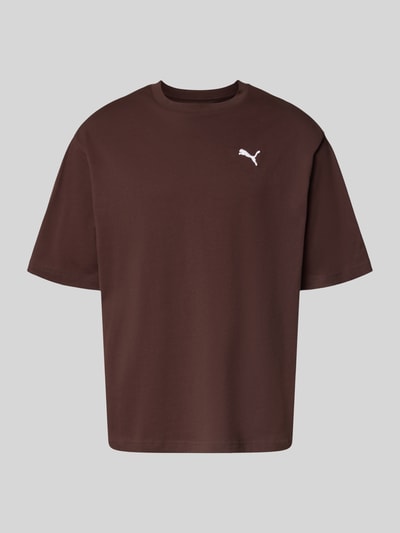 Produktfoto, T-shirt met ronde hals van PUMA PERFORMANCE in bruin, puur katoen, relaxed fit, logoprint, ruglengte maat M 69 cm