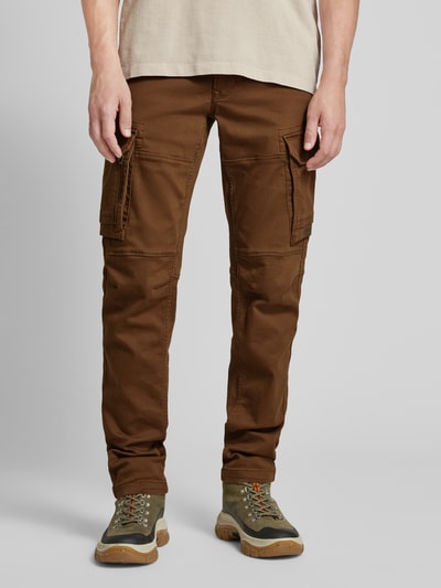 PME Legend Spodnie cargo o kroju tapered fit z tunelem Camel 4