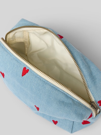 STUDIO NOOS Kosmetiktasche mit Stitchings Modell 'Denim Hearts' Jeansblau 3