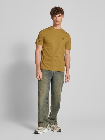 Blend T-Shirt mit geripptem Rundhalsausschnitt Modell 'JENS' Khaki 1