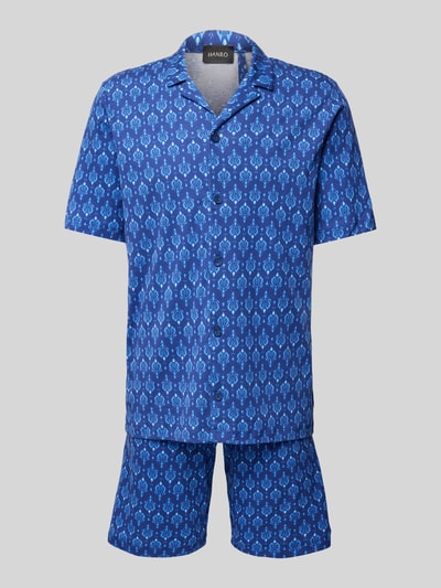 Hanro Pyjama mit Eingrifftaschen Modell 'Night&Day' Blau 1