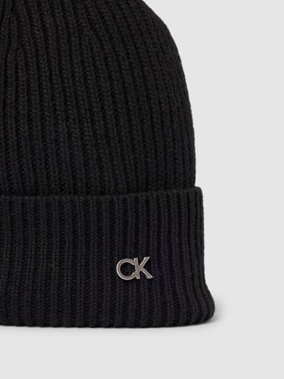 CK Calvin Klein Czapka beanie z detalem z logo Czarny 2