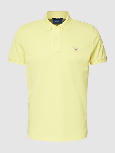 Gant Regular fit poloshirt met labelstitching Geel - 2