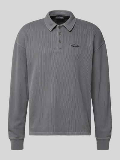 Pegador Shirt met lange mouwen, polokraag en logostitching Antraciet - 2