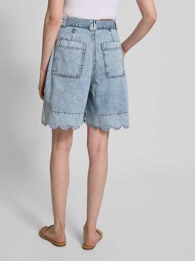 Stella Nova Baggy Fit Jeansshorts mit Bindegürtel Hellgrau 5