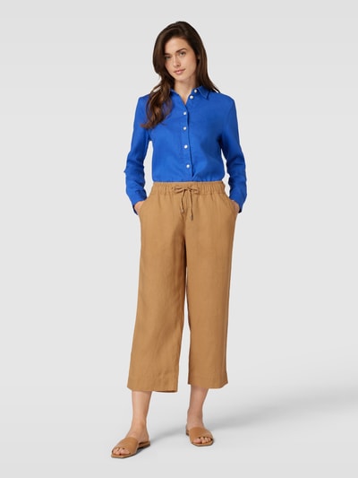 TONI Wide fit linnen broek in 3/4-lengte Camel - 1