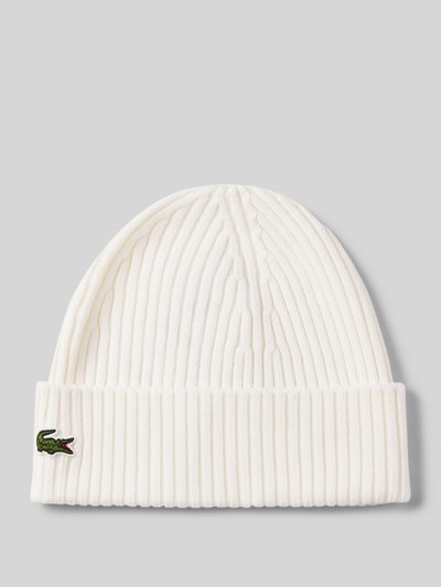 Lacoste Czapka beanie z czystej wełny Złamany biały 1