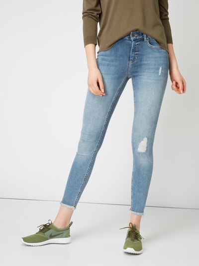 Only Skinny fit jeans in used-look Jeansblauw - 3
