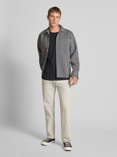 Redefined Rebel Regular Fit Hemdjacke mit Woll-Anteil und Label-Detail Modell 'Chen' Dunkelgrau Melange 1
